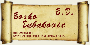 Boško Dubaković vizit kartica